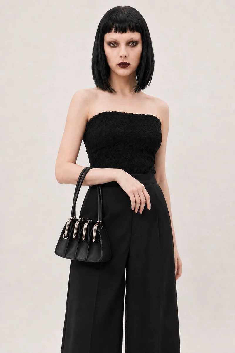 Chic Gothic Multi-Section Coin Bag – Unique Design with Dual Handles