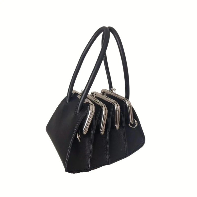 Chic Gothic Multi-Section Coin Bag – Unique Design with Dual Handles
