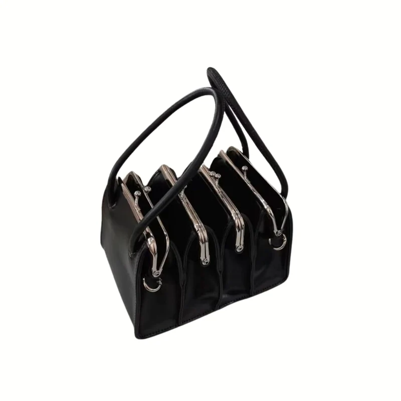 Chic Gothic Multi-Section Coin Bag – Unique Design with Dual Handles