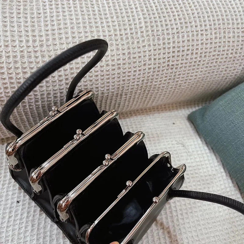 Chic Gothic Multi-Section Coin Bag – Unique Design with Dual Handles