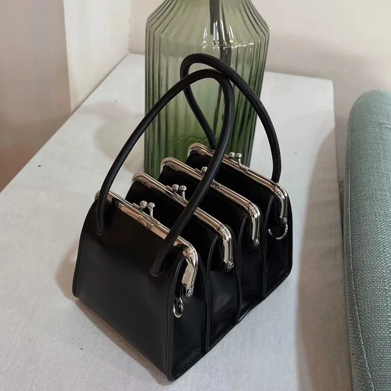 Chic Gothic Multi-Section Coin Bag – Unique Design with Dual Handles