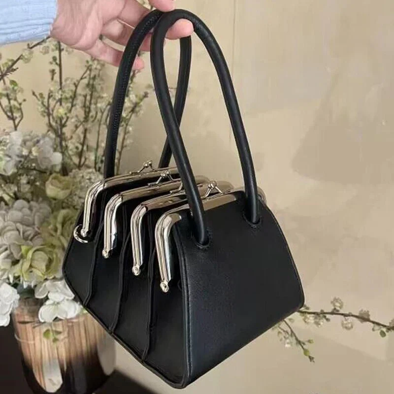 Chic Gothic Multi-Section Coin Bag – Unique Design with Dual Handles