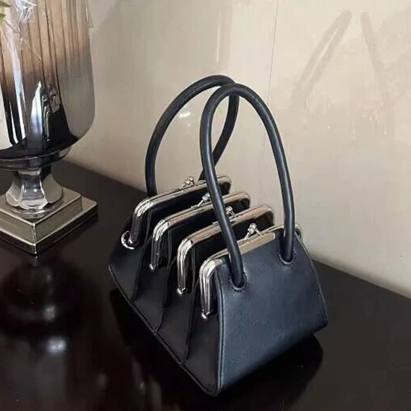 Chic Gothic Multi-Section Coin Bag – Unique Design with Dual Handles