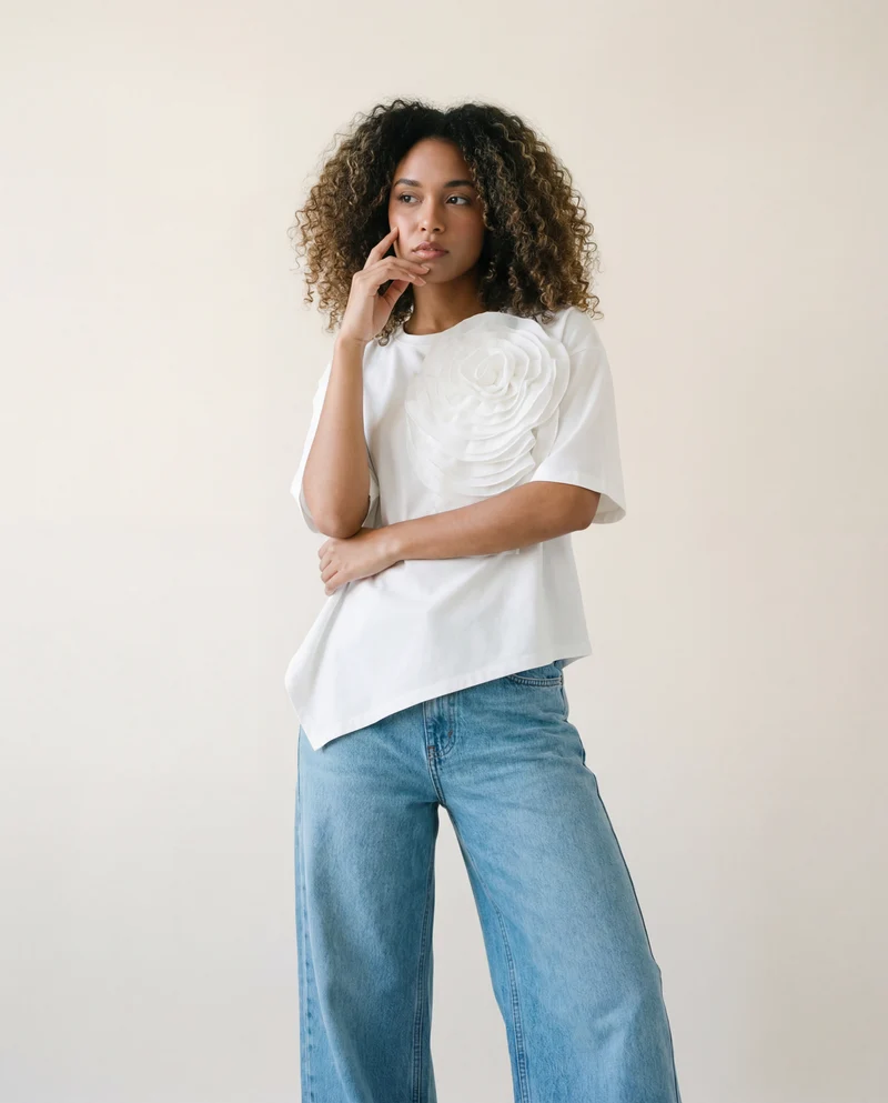 Jazz Up Relaxed Fit T-shirt with Organza Decorations