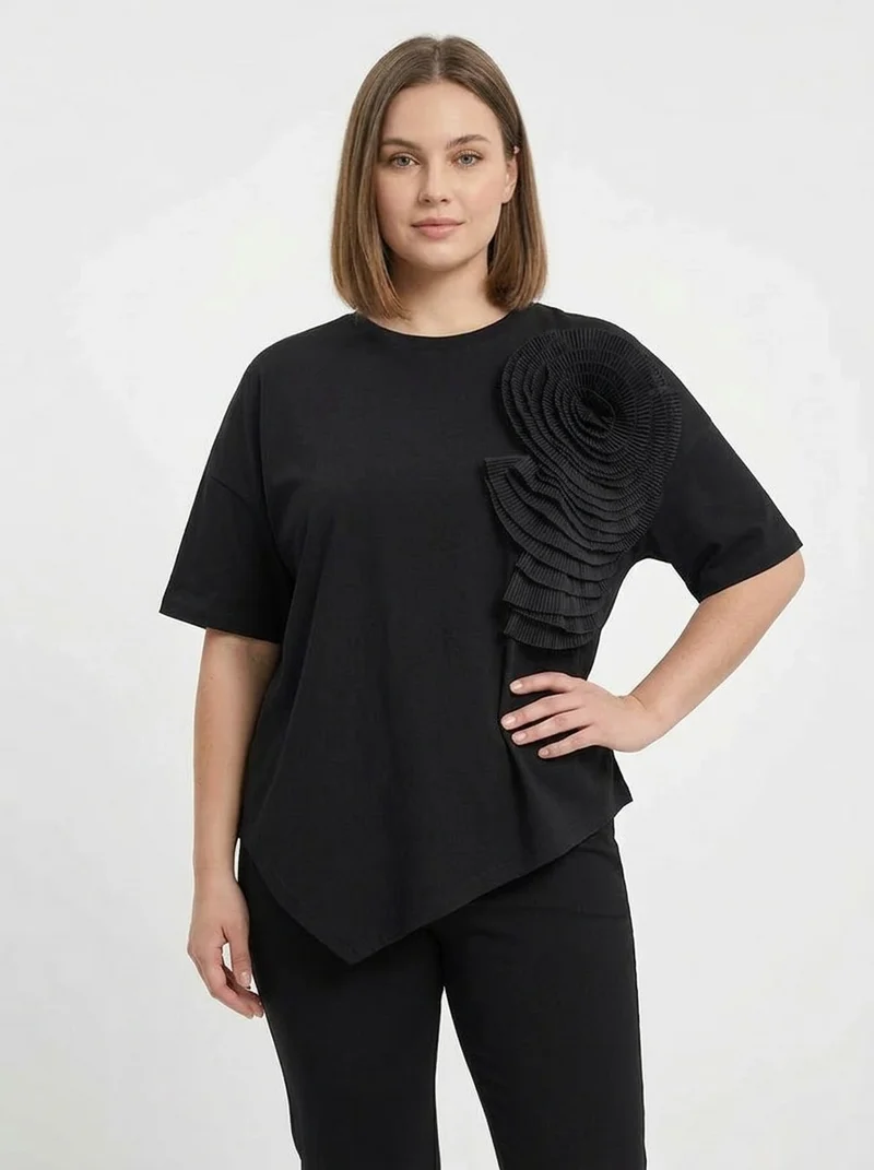 Jazz Up Relaxed Fit T-shirt with Organza Decorations