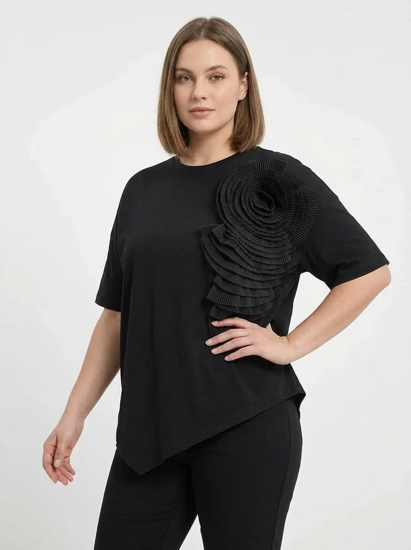 Jazz Up Relaxed Fit T-shirt with Organza Decorations