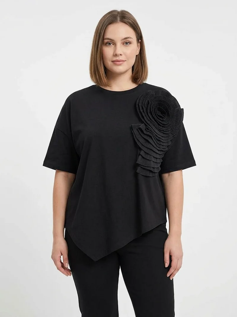 Jazz Up Relaxed Fit T-shirt with Organza Decorations