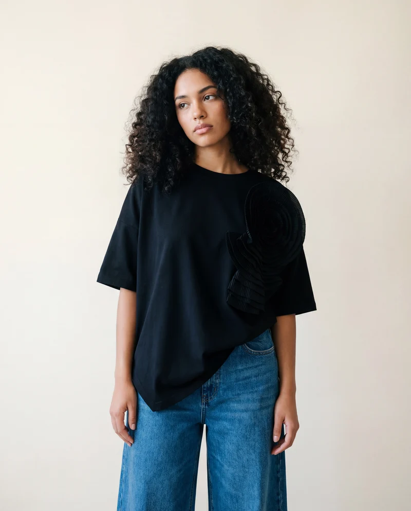 Jazz Up Relaxed Fit T-shirt with Organza Decorations