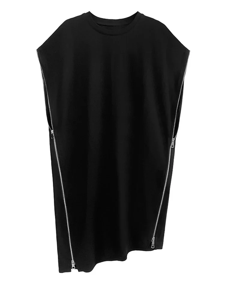 “Zip It” Asymmetric Zip Midi Dress