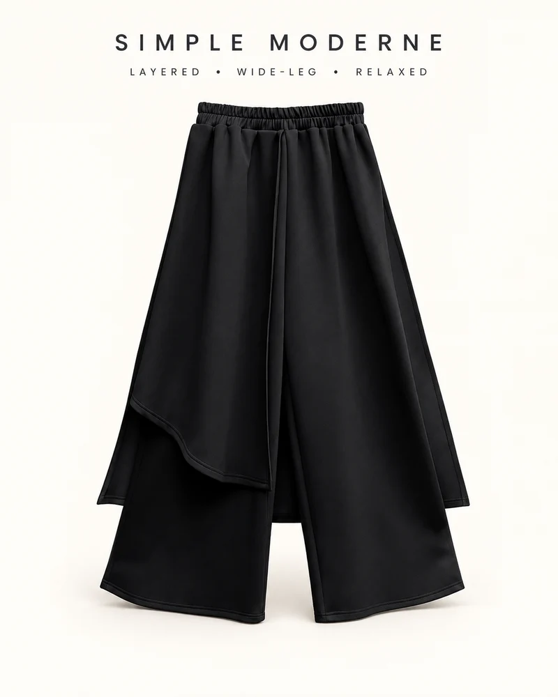 Simple Moderne Layered Wide Legged Pants