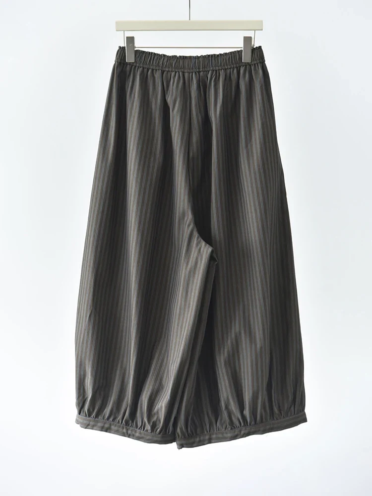 Olive Pinstripe Balloon Trousers | Relaxed Wide Leg