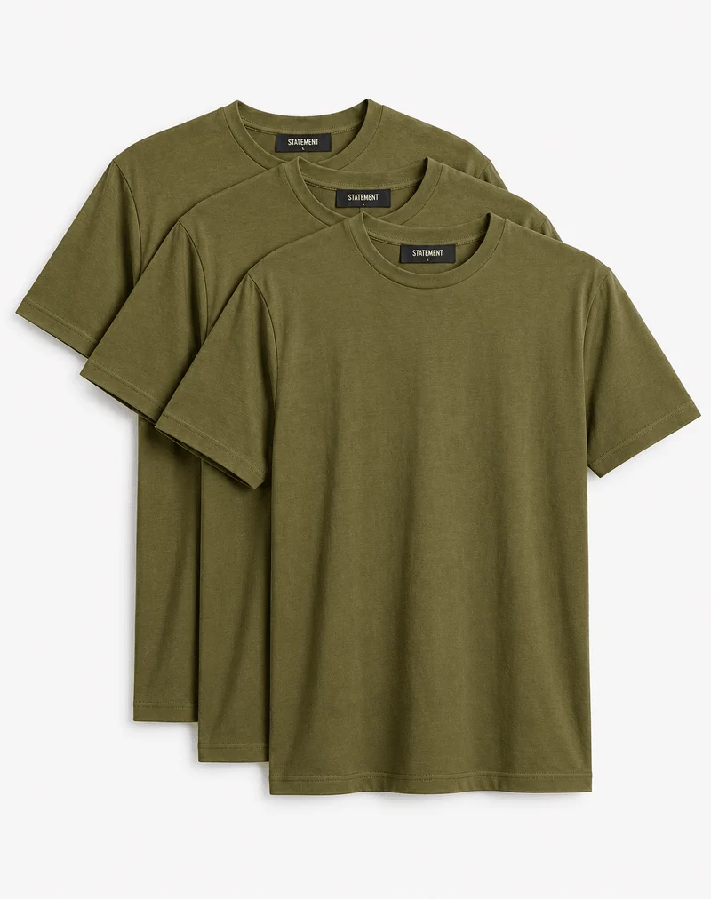 3ER SET REGULAR BASIC TEE (DARK GREEN)