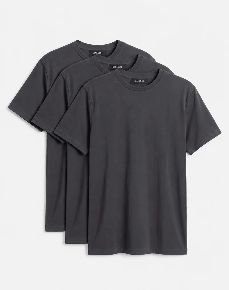 3ER SET REGULAR BASIC TEE (DARK GREY)