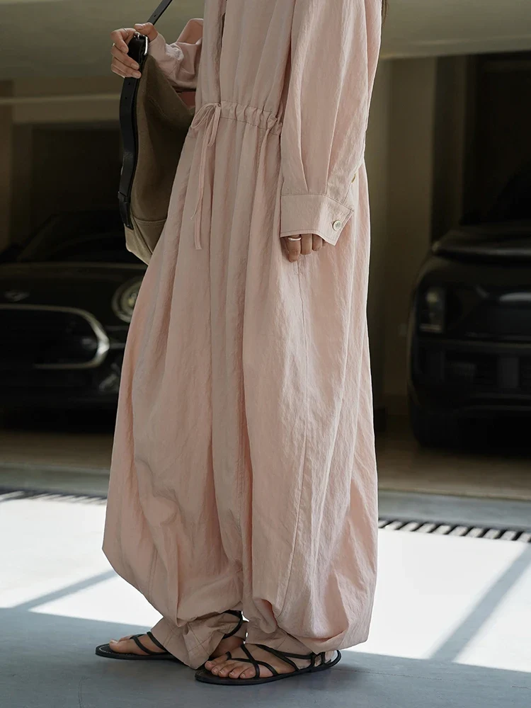 Industrial Wide-Leg Jumpsuit with Adjustable Waist — Blush Pink