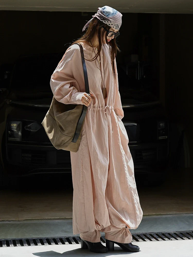 Industrial Wide-Leg Jumpsuit with Adjustable Waist — Blush Pink