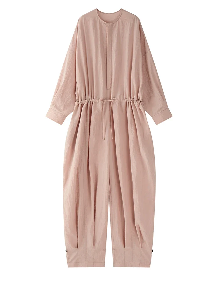Industrial Wide-Leg Jumpsuit with Adjustable Waist — Blush Pink