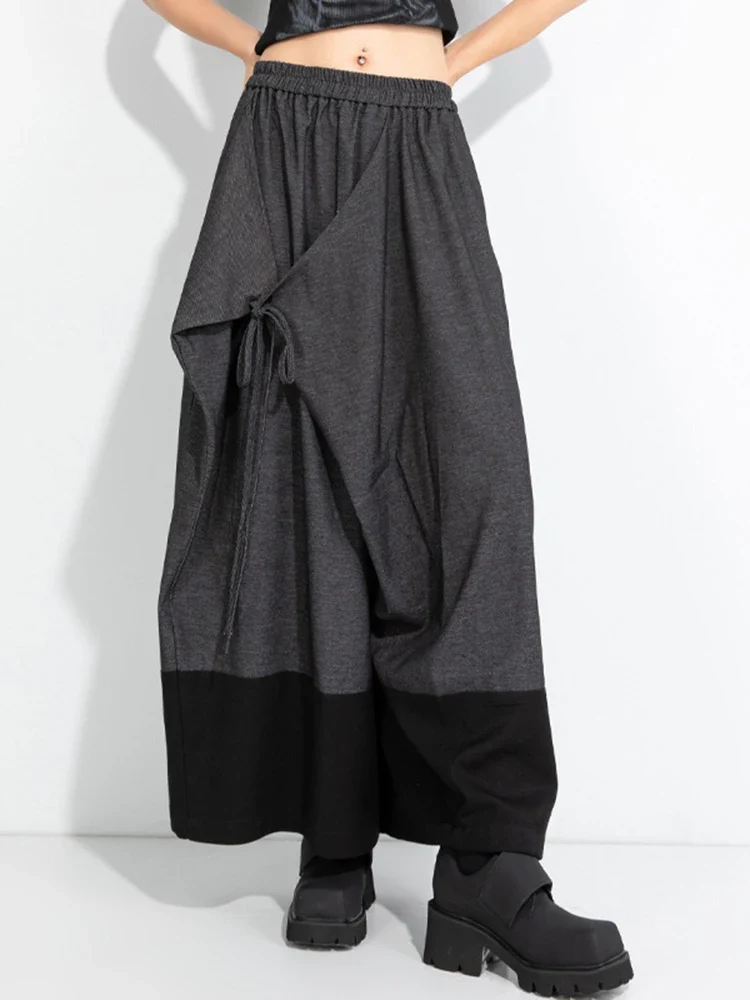 Asymmetric Wide-Leg Trousers — Dark Gray