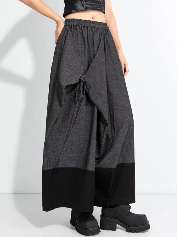 Asymmetric Wide-Leg Trousers — Dark Gray