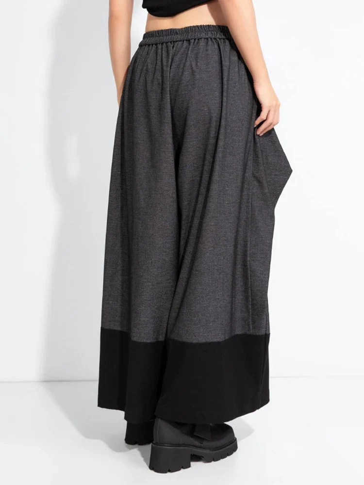 Asymmetric Wide-Leg Trousers — Dark Gray