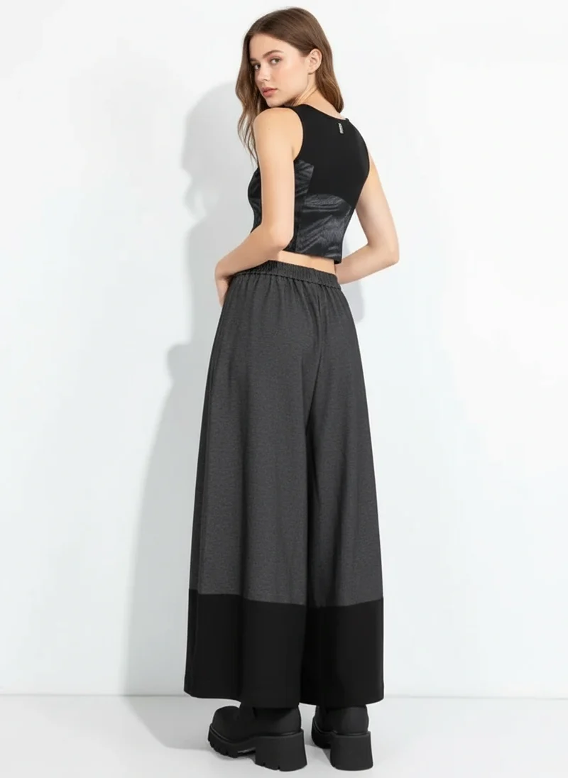 Asymmetric Wide-Leg Trousers — Dark Gray