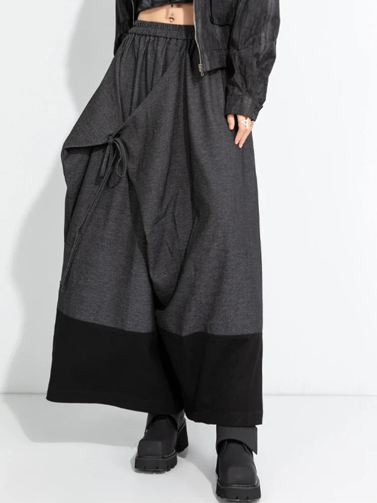 Asymmetric Wide-Leg Trousers — Dark Gray