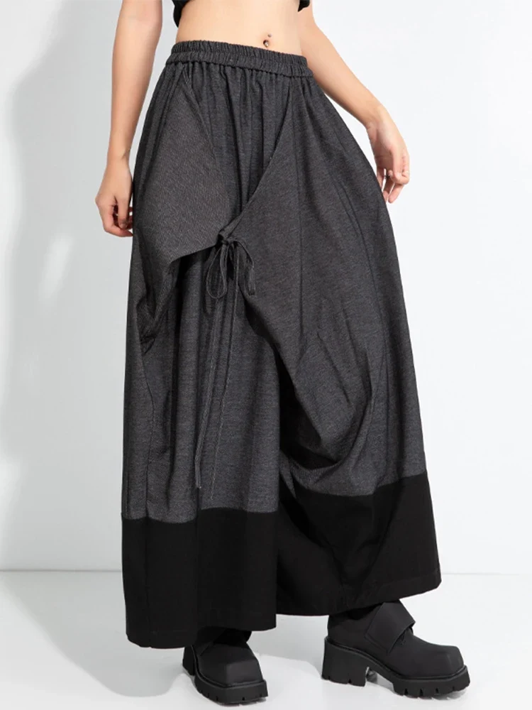 Asymmetric Wide-Leg Trousers — Dark Gray