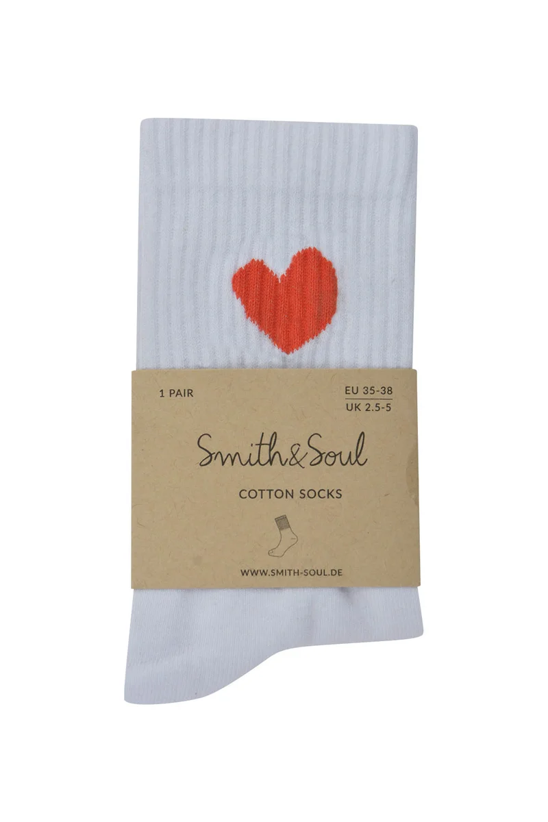 Smith & Soul Socken mit Herz weiß/mandarin red