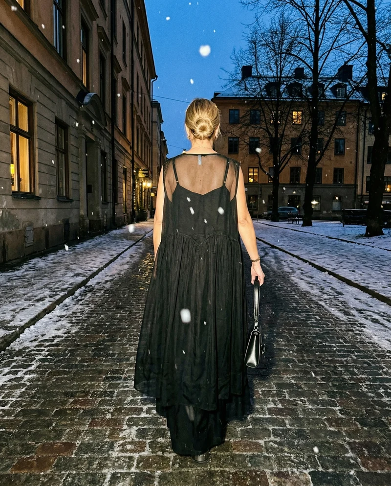 Layered Elegance: Sheer Black Gothic-Inspired Overlay Dress