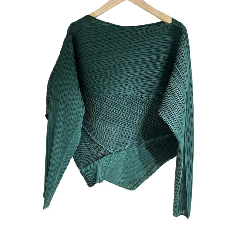 Pleated Design Green Shirt