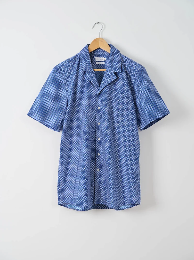 Resort Shirt Colin Gewaschen floralem Print Navy / Weiss