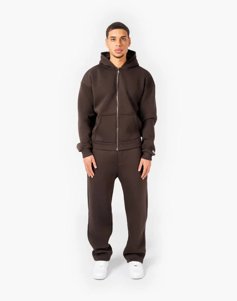 TRACKSUIT SET ZIP-HOODIE (BROWN)