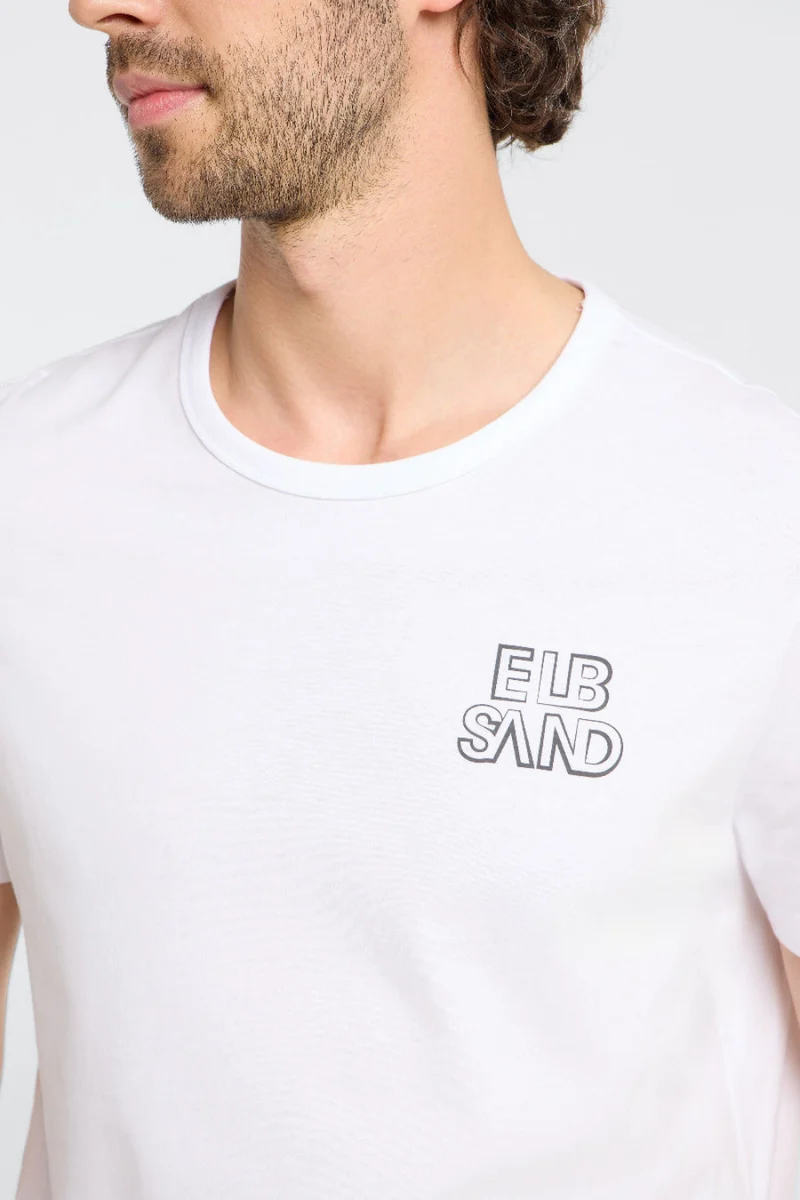 Elbsand Men T-Shirt Jivo bright white/black sand
