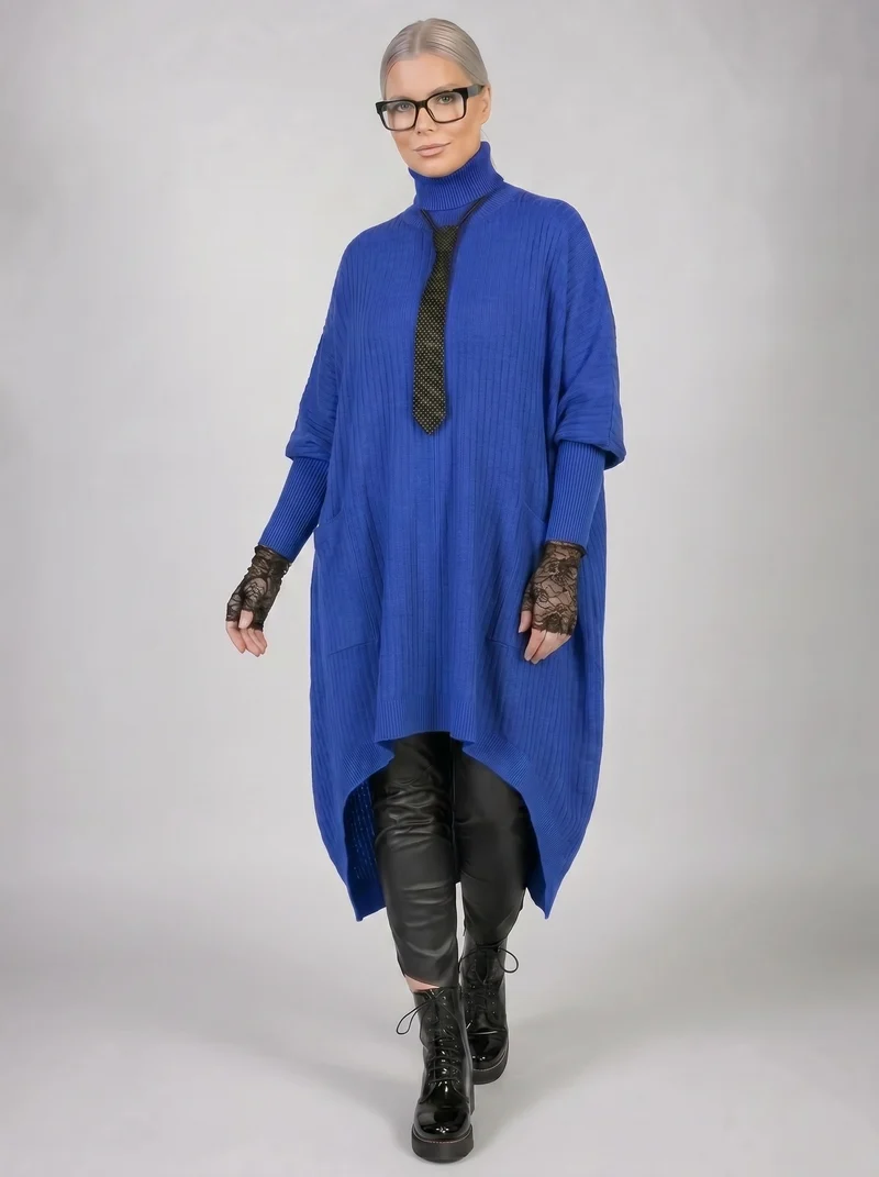 Urban Meets Urban Laisvalaikio Nuotaka Oversize Fit Blue Sweater
