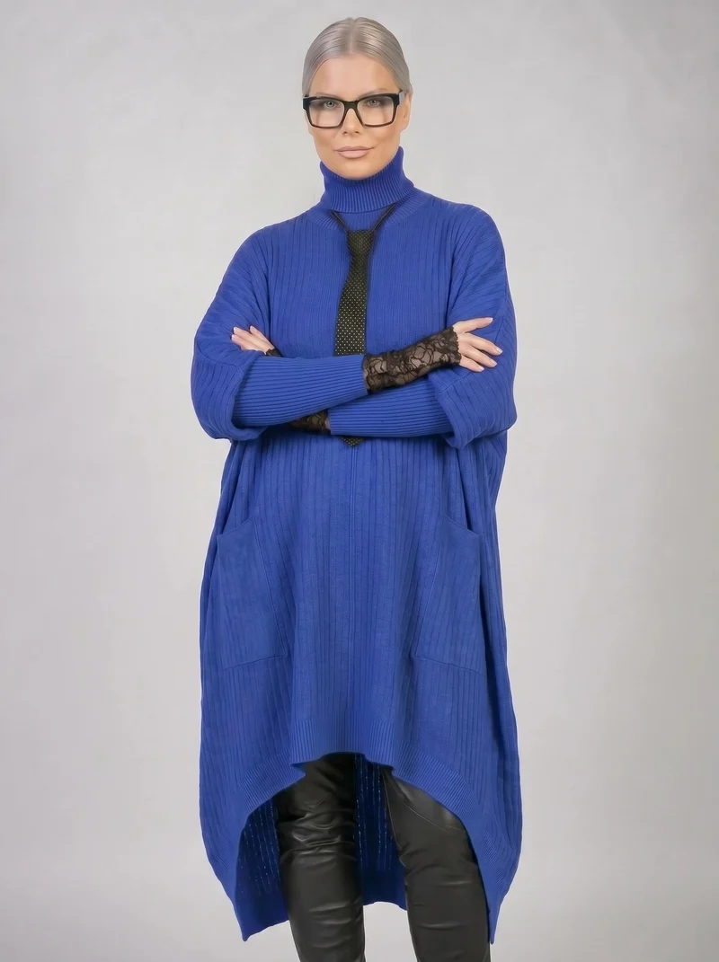 Urban Meets Urban Laisvalaikio Nuotaka Oversize Fit Blue Sweater