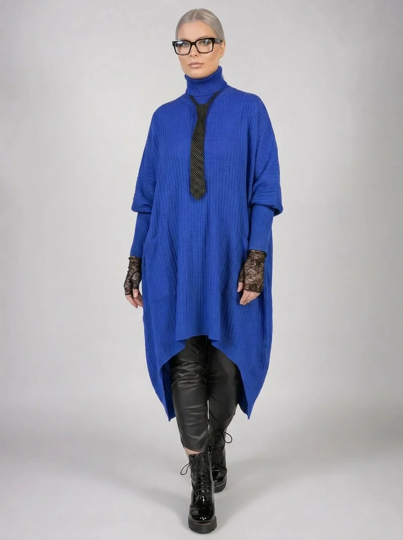 Urban Meets Urban Laisvalaikio Nuotaka Oversize Fit Blue Sweater