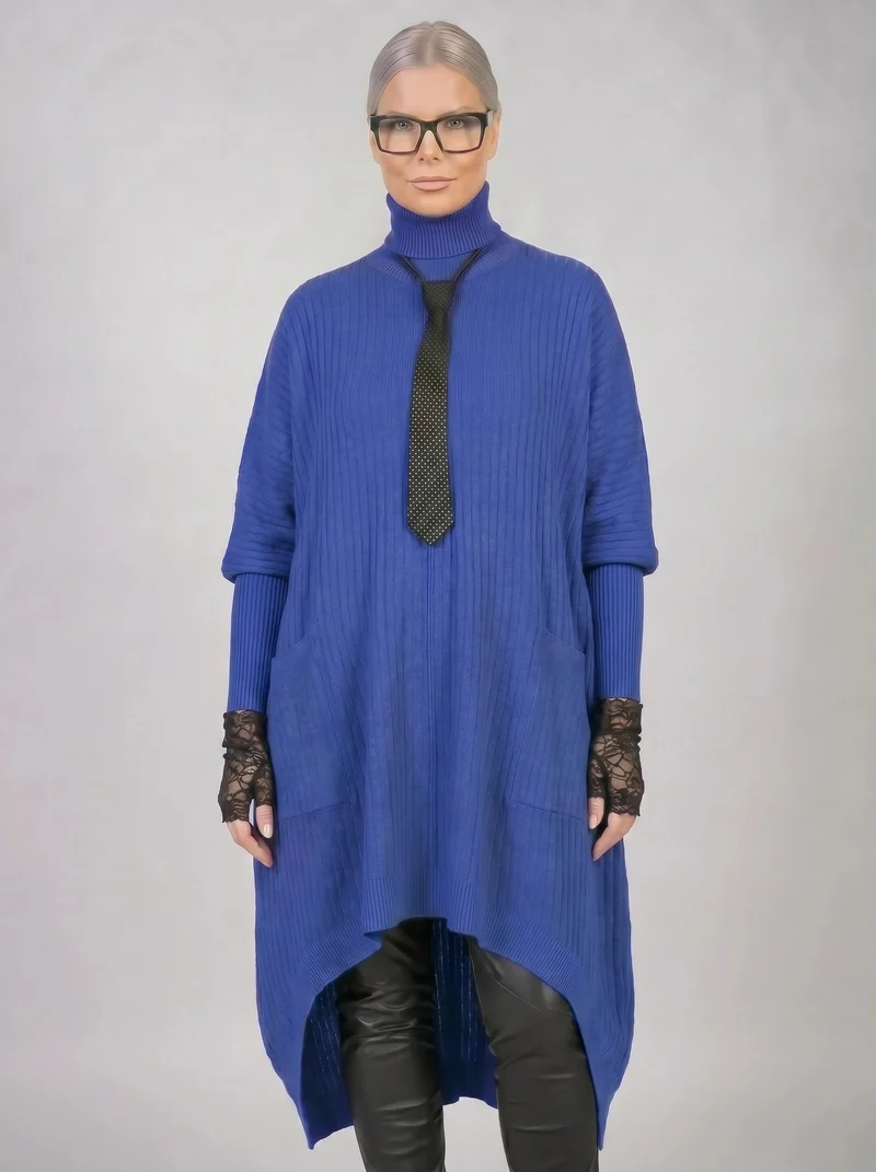 Urban Meets Urban Laisvalaikio Nuotaka Oversize Fit Blue Sweater