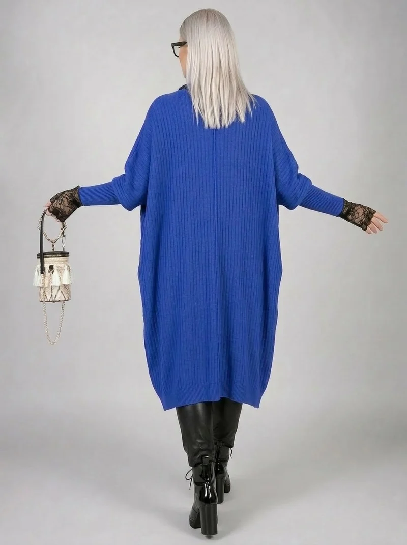 Urban Meets Urban Laisvalaikio Nuotaka Oversize Fit Blue Sweater