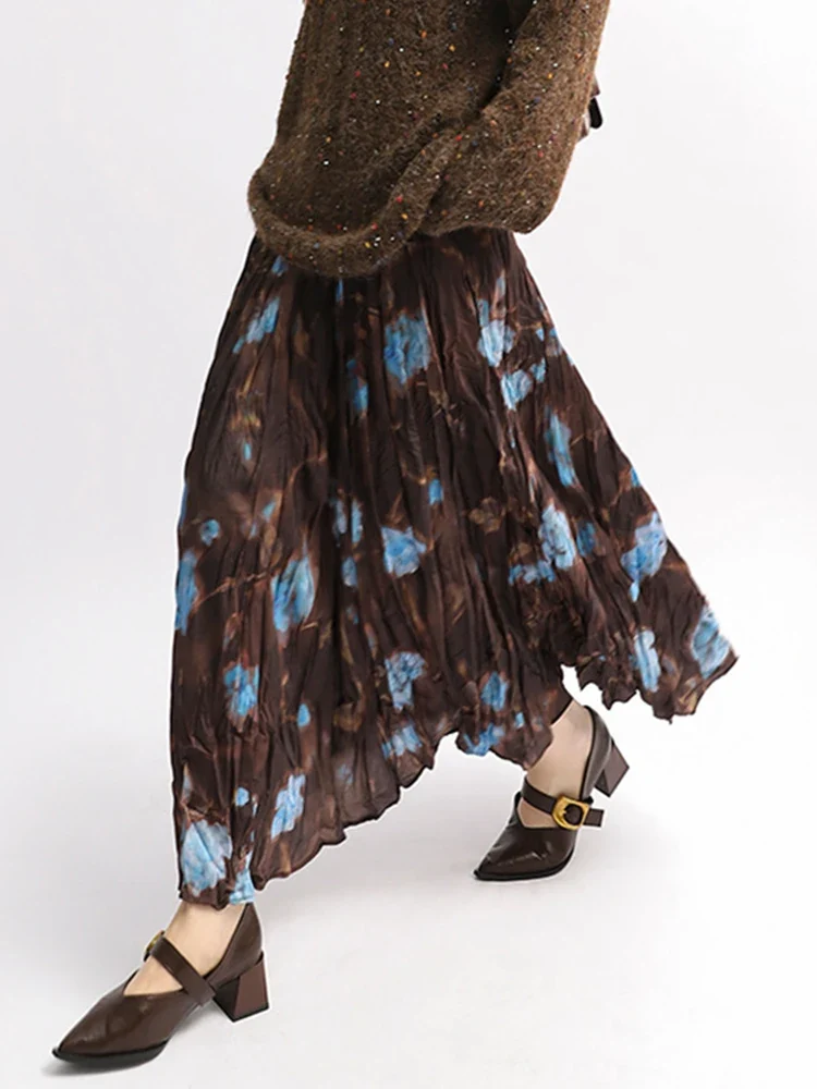 Midnight Bloom Pleated Maxi Skirt
