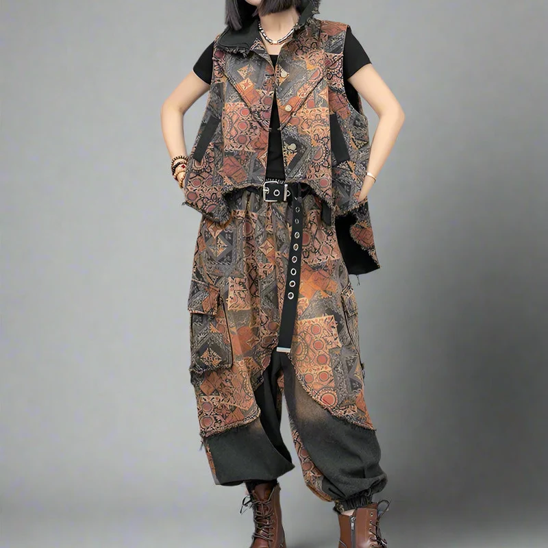 Vintage Punk Fusion Set – Vest & Trousers
