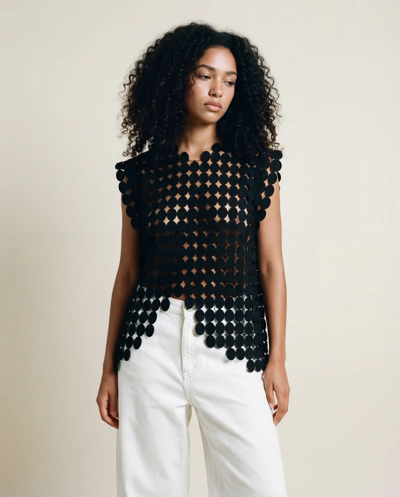 Edgy Circle Pattern Net Vest