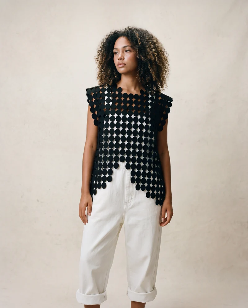 Edgy Circle Pattern Net Vest