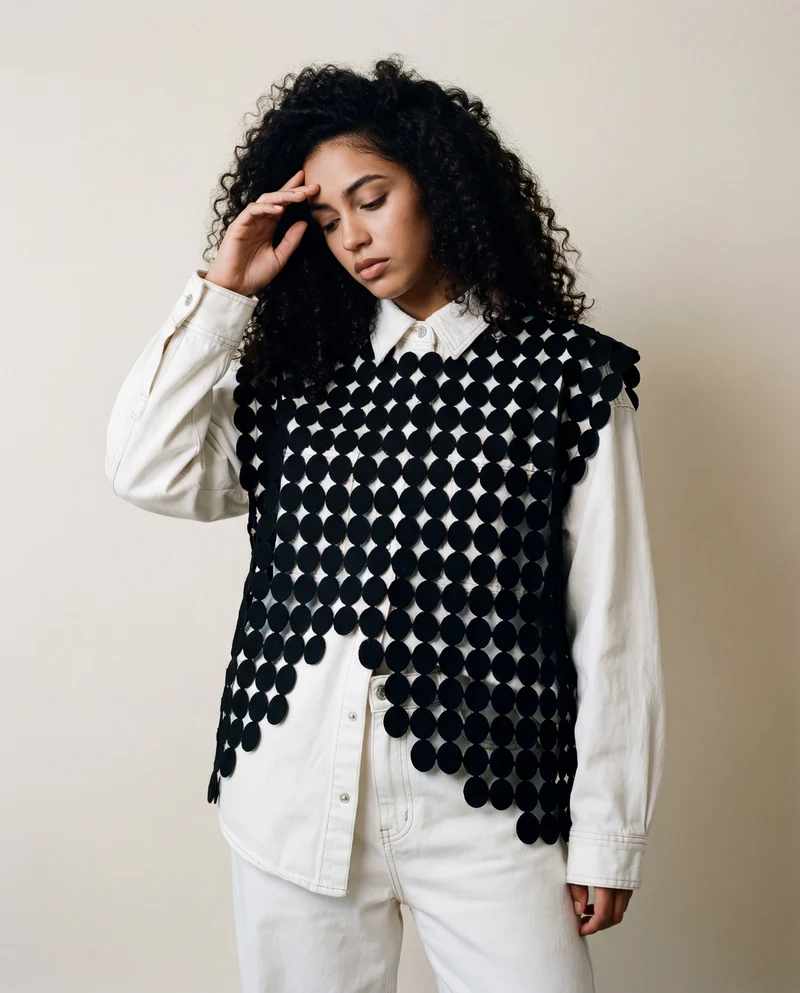 Edgy Circle Pattern Net Vest