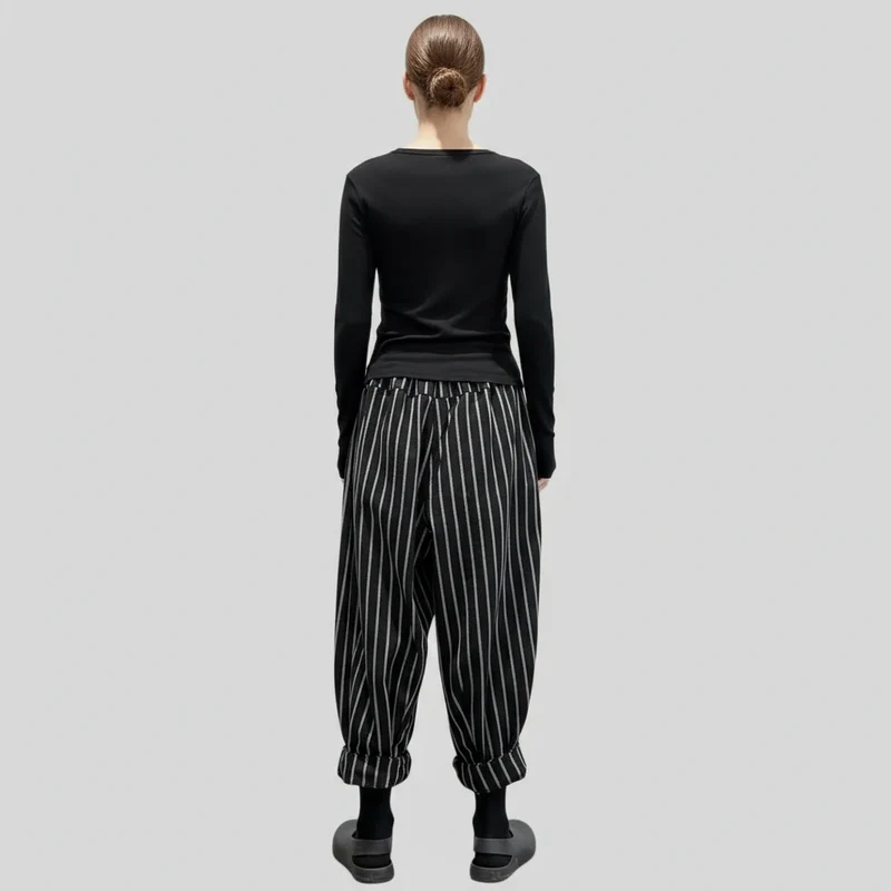 Jazz Up Striped Pattern Baloon Style Trousers
