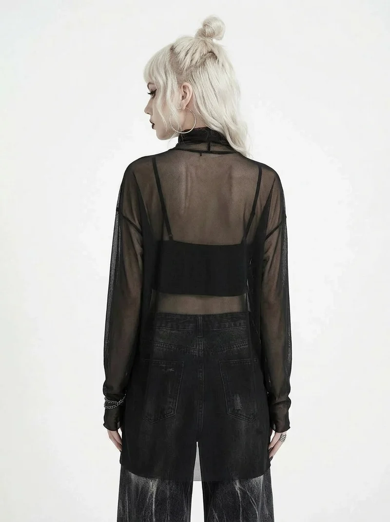 Sheer High-Neck Mesh Top – Layering Essential