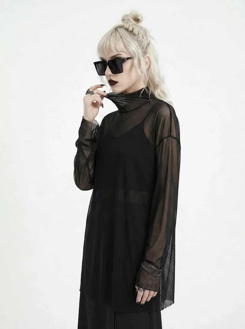 Sheer High-Neck Mesh Top – Layering Essential