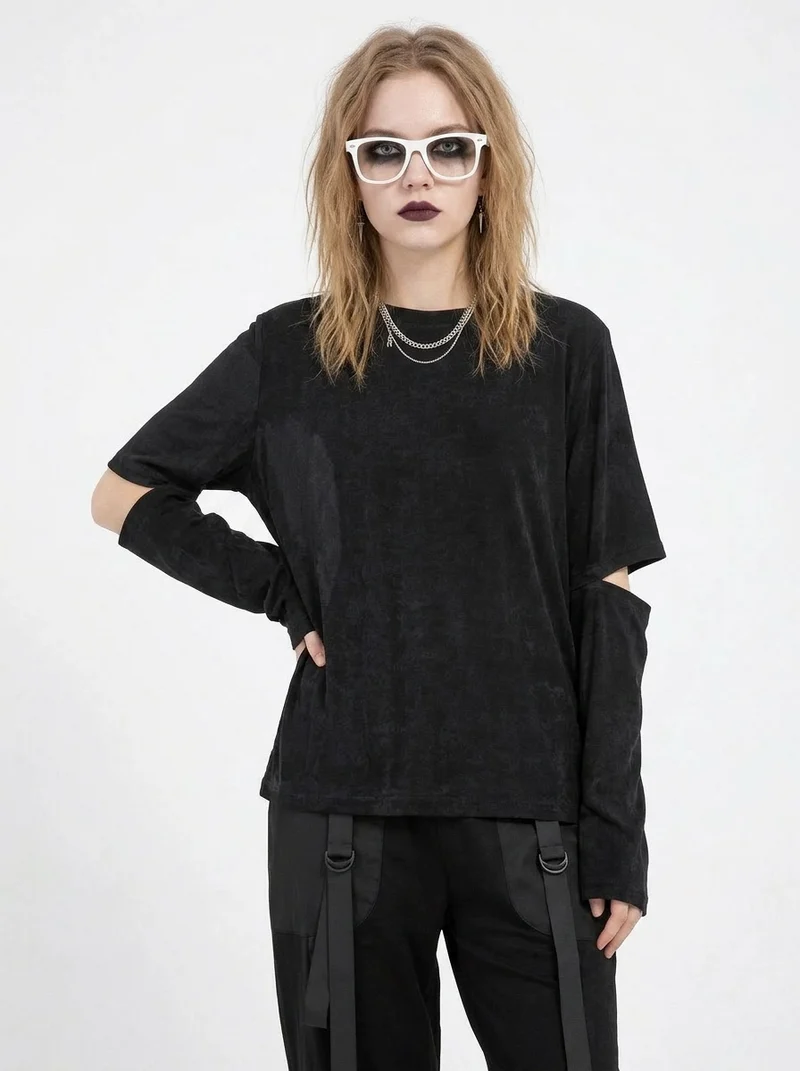 Cut-Out Sleeve Minimal Top – Soft Structure Edition