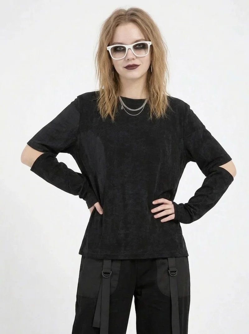 Cut-Out Sleeve Minimal Top – Soft Structure Edition