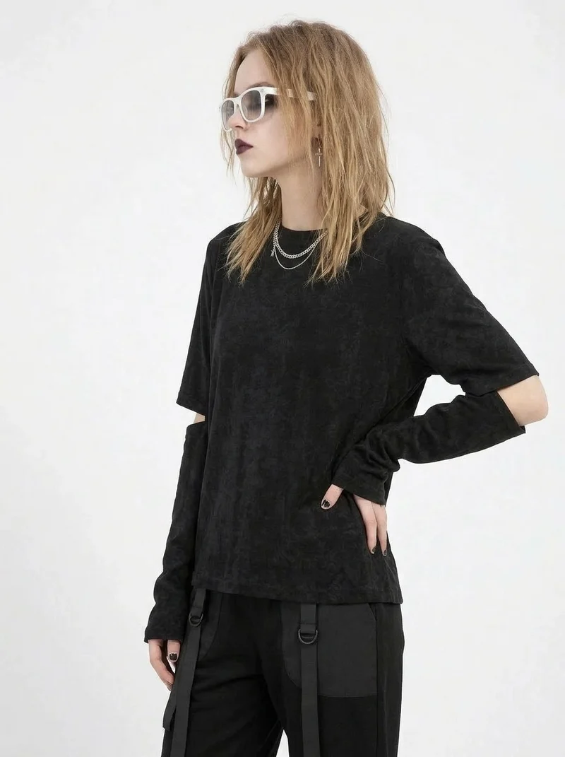 Cut-Out Sleeve Minimal Top – Soft Structure Edition