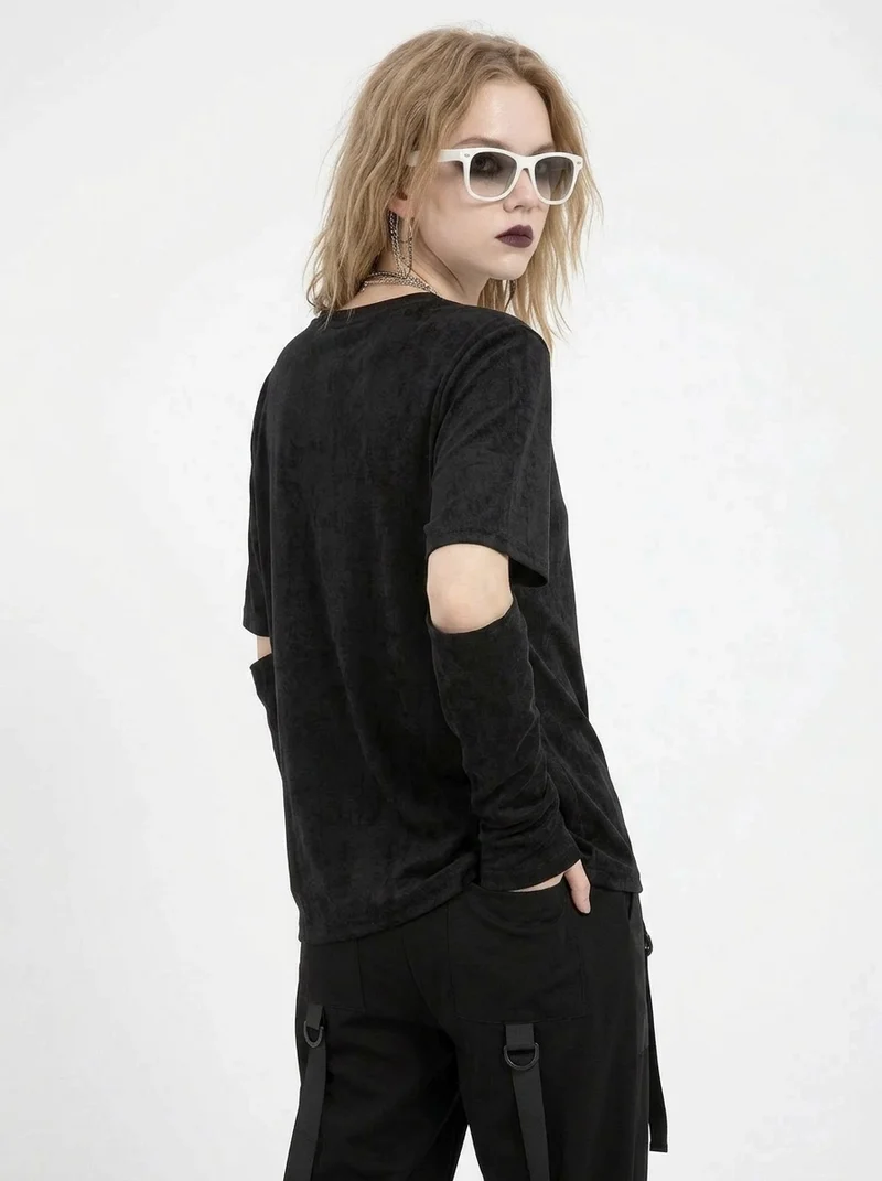 Cut-Out Sleeve Minimal Top – Soft Structure Edition