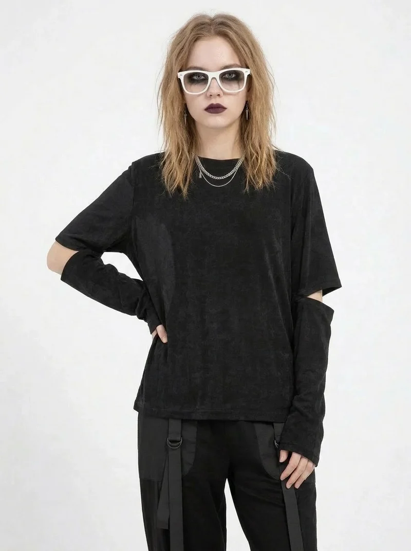 Cut-Out Sleeve Minimal Top – Soft Structure Edition